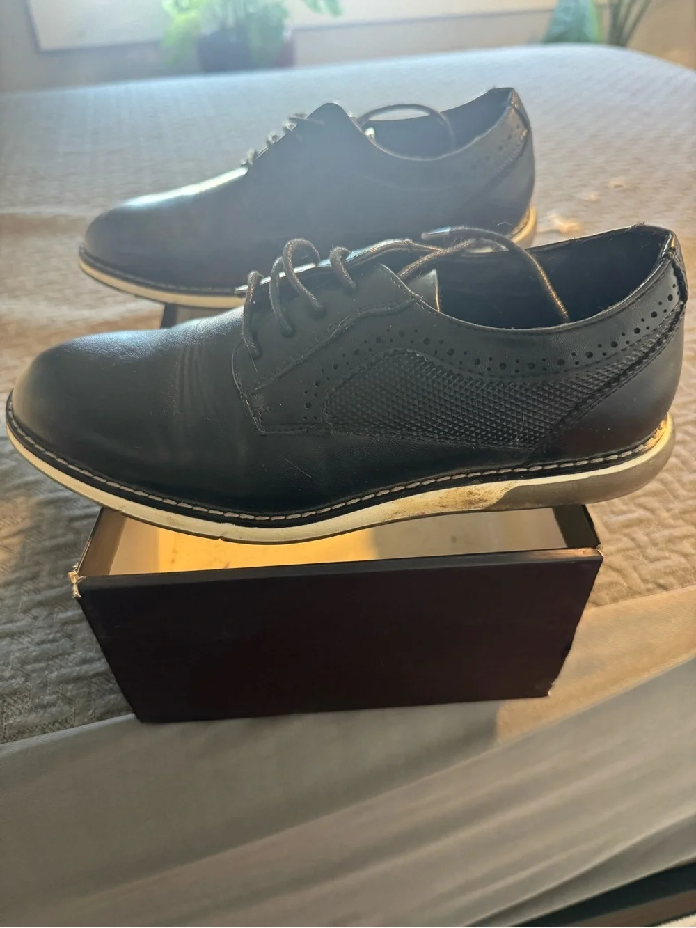 Kids Black Leather Lace-Up Derby Shoes